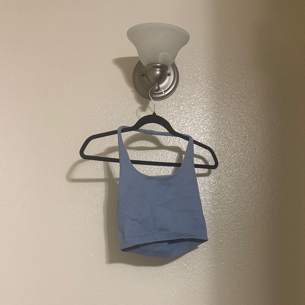 Blue Cropped Halter Tank Top